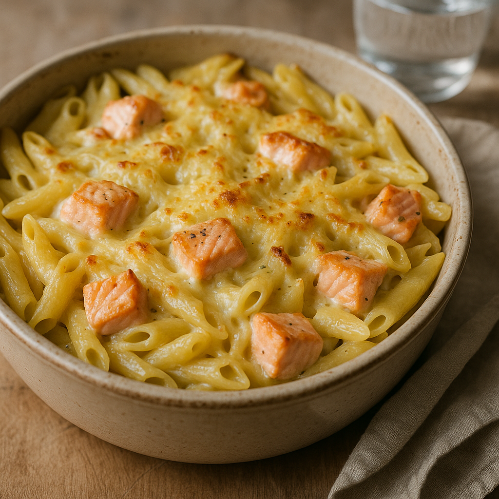 Image de Gratin de pâtes au saumon et gruyère